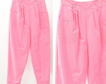 Vintage Bubble Gum Pink Pants High Waist Tapered Leg Womens 6