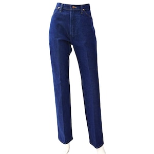 70s Vintage Wrangler Jeans Blue Wash High Waist Straight Leg Women 2 Rigid Denim image 4