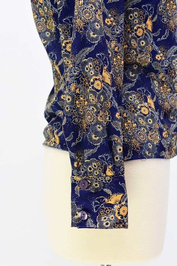 70s Vintage Womens S Abstract Print Disco Blouse … - image 4