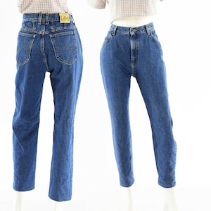 80s Vintage Lee Acid Wash High Waist Yoked Tapered Leg Jeans Womens 14 Mom Jeans