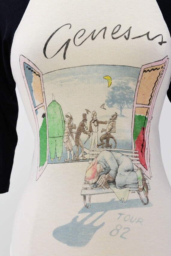 80s Vintage Genesis Tour 82 T Shirt Womens XS Raglan Band Tee