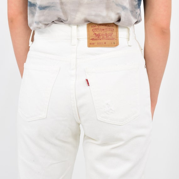 90s Vintage Womens White Levis High Waist Jeans D… - image 6