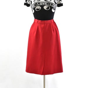 70s Vintage Bright Red High Waist A Line Skirt Womens 2 Panther