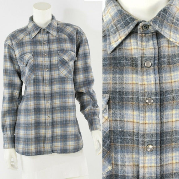 60s vintage women's XL Pendleton blue plaid wool p