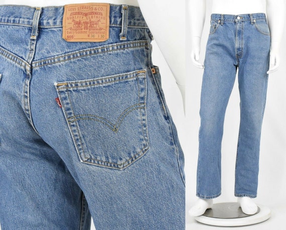 90s Vintage Mens Levis 505 Jeans 36 X 31 Medium Stone Wash - Etsy