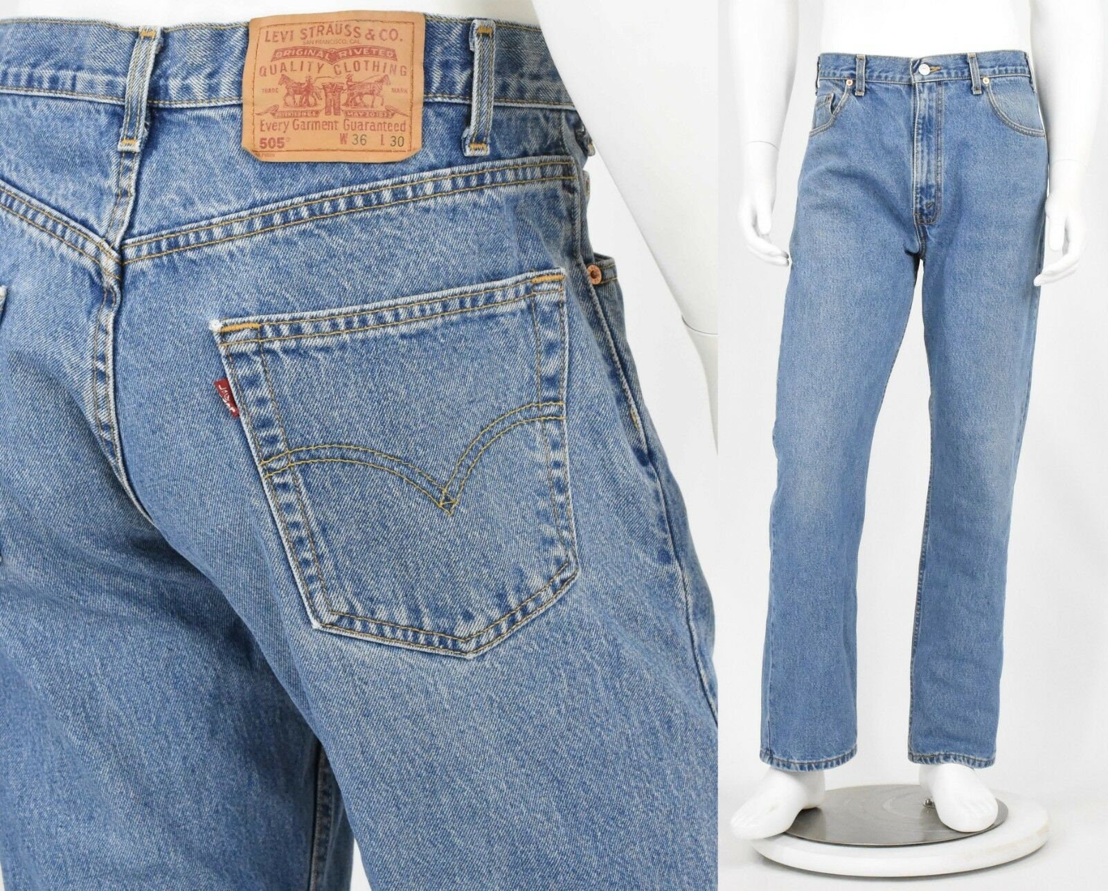90s Vintage Mens Levis 505 Jeans X 31 Medium Stone Wash - Etsy Sweden