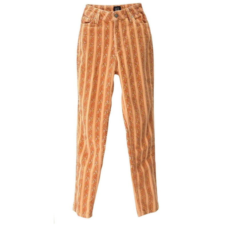 BDG Urban Outfitters Floral Corduroy Mom Jeans Womens 24 Boho Hippie Orange Mod image 1