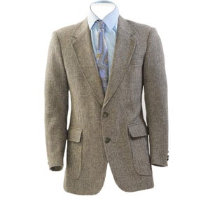 70s Vtg Brookford Clothes 42L Gray Wool Microplaid Blazer 2-Button Fully Lined
