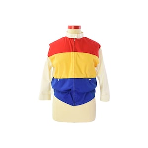 80s Primary Color Jacket Oversized Colorblock Zip Front CosCob Artsy Jackets M