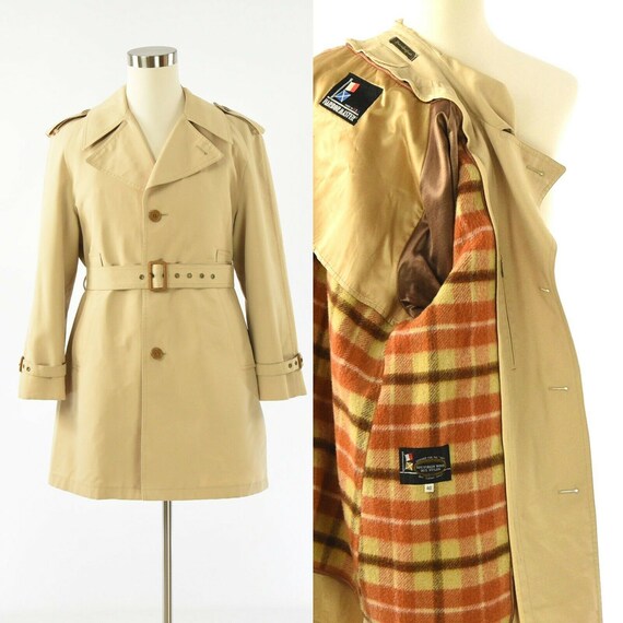 Men vintage trench 70s coat outerwear plaid brown bei… - Gem Men vintage trench 70s coat outerwear plaid brown bei… - Gem