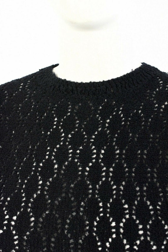 60s vintage black knit a-line dress Womens M - image 3