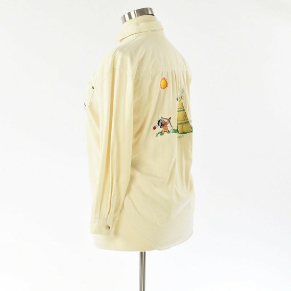 90s Vintage Womens L Ivory Silk Embroidered Novel… - image 3