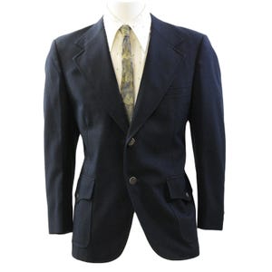 80s Vtg JC Penney Navy Blue 2 Button Blazer Mens 43 Single Vent Partially lined