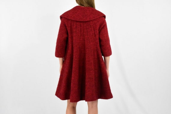 50s Vintage A Line Tweed Coat Silk Lining Womens … - image 7