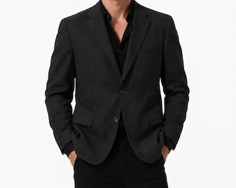 Joseph & Feiss Wool Charcoal Gray Blazer Mens 44L 2 Button Sport Coat Minimalist