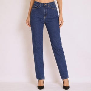 90s Vintage Lee Denim Straight Leg Jeans Womens Size 2 Blue Dark Wash Mid Rise