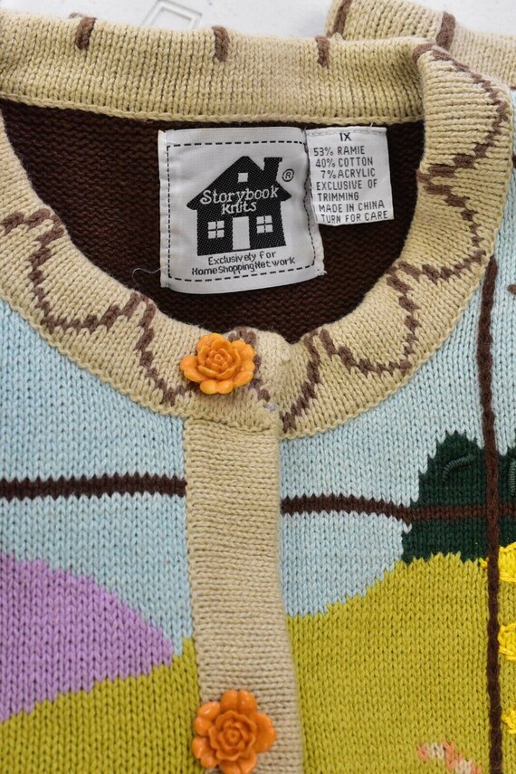 90s Womens 1X Story Book Knits Novelty Cardigan S… - image 7