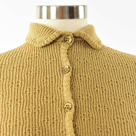 60s Vintage Gold Knit Shirt Dress Womens S Dana H… - image 3