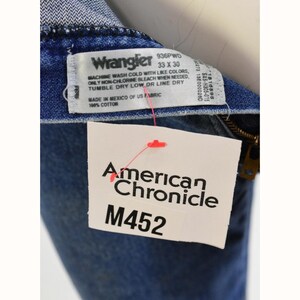 90s Vintage Wrangler Dark Wash Straight Leg Jeans Mens 33x30 South Western Pants image 5