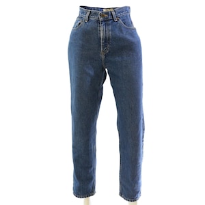 90s Vintage LL Bean Mom Jeans Womens 8 M High Waist Dark Wash Denim Straight Leg Tapered Fit USA Classic Preppy Jeans
