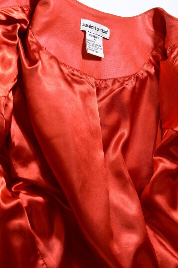Jessica London Orange Cropped Leather Jacket Bow … - image 5