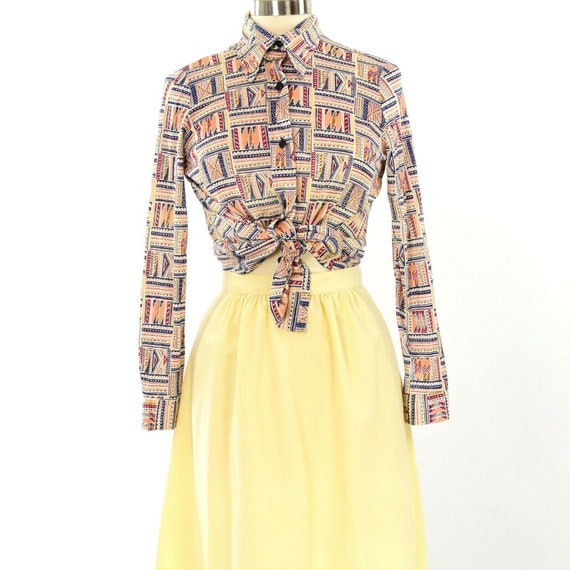 60s Vintage Womens M Skirt Set Multicolor Geometr… - image 3