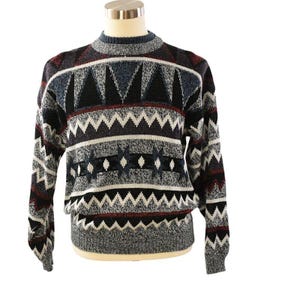 90s Vintage Todays News Coogi Style Relaxed Fit Sweater Mens L Geometric Hip Hop