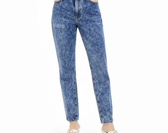 90s Vintage Acid Wash Jeans High Waist Tapered Leg Jeans Womens 0 XS Sassoon