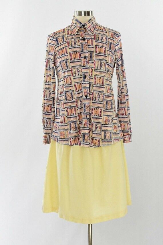 60s Vintage Womens M Skirt Set Multicolor Geometr… - image 6