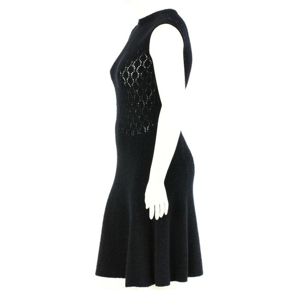 60s vintage black knit a-line dress Womens M - image 6