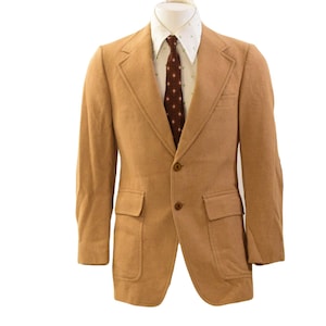 80s Vtg Botany Camel Hair Elbow Patch Mens Blazer 2 Button 40 Partially lined