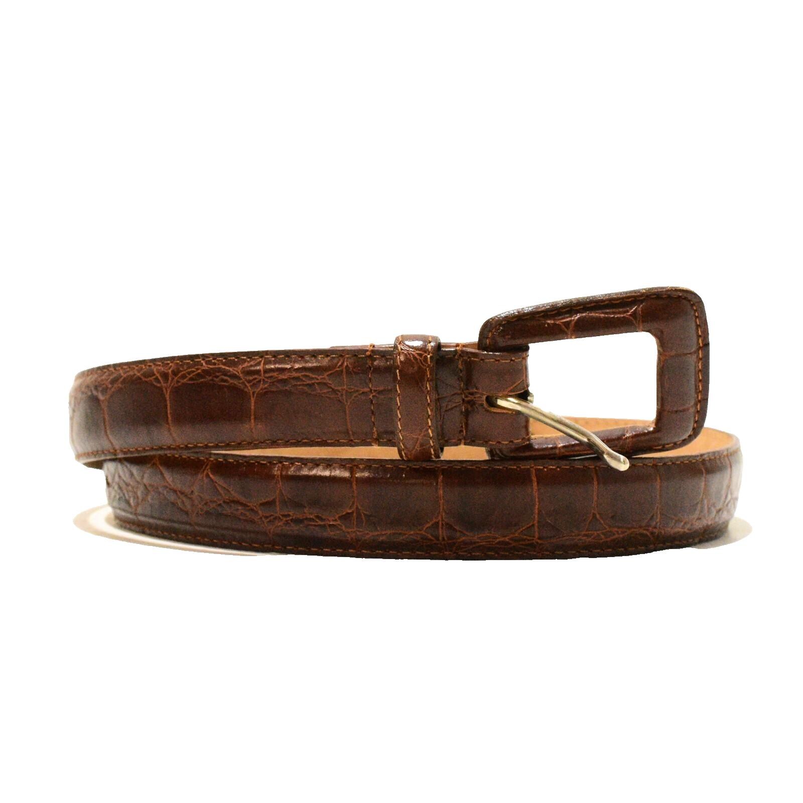 WCM New York designer wide leather and brass belt WCM New York Wide Brown Leather Belt Brass Buckle Stone  main image 3
