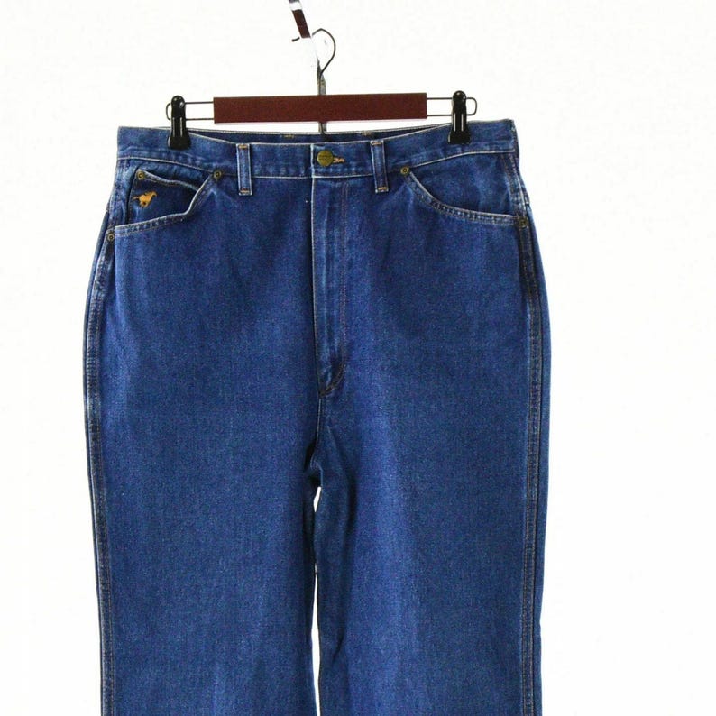 Pantalones vaqueros Wrangler vintage de los años 70 para mujer, talla L, cintura alta, pierna recta, estilo western, vaqueros de trabajo, fabricados en EE. UU., estilo vaquero ranchero, color azul. imagen 5