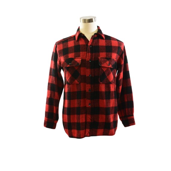 Penneys Towncraft 60s Vintage Flannel Shirt Jacket Buffalo Plaid  