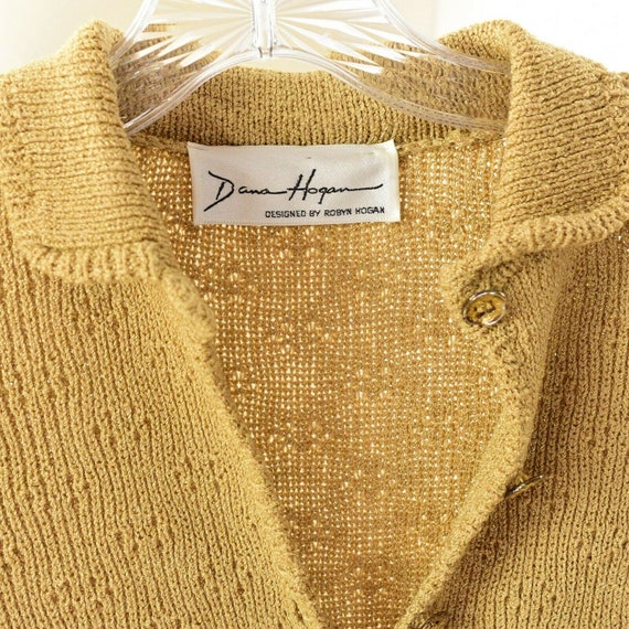 60s Vintage Gold Knit Shirt Dress Womens S Dana H… - image 6