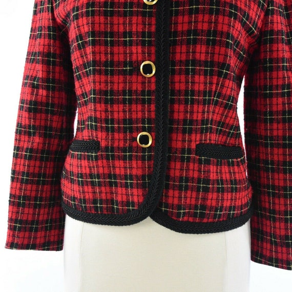 90s Vintage Pendleton Plaid Piped Blazer Womens 8… - image 3