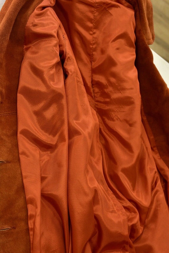 70s Vintage Burnt Orange Suede Leather Coat Women… - image 8