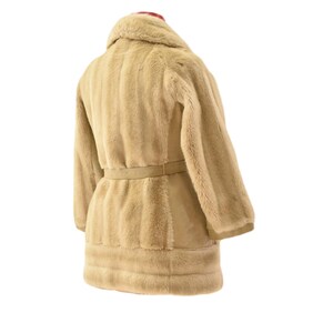 60s Vintage Fit N Flare Suede Coat Womens L Faux Fur Boho Luxe David Bowie Style bild 4