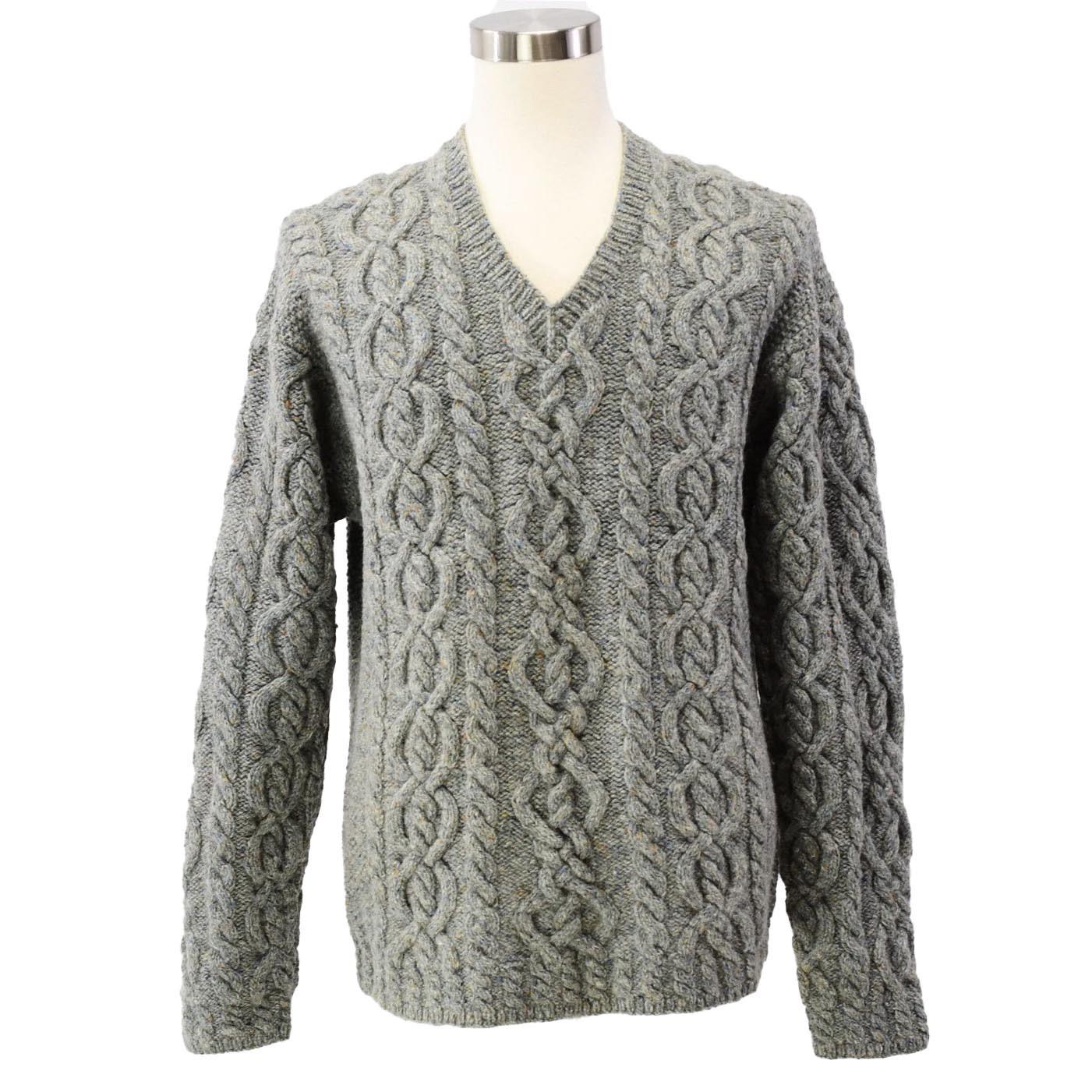 Ll Bean Grey Fisherman Sweater Vintage Vintage 80s LL Bean Wool 