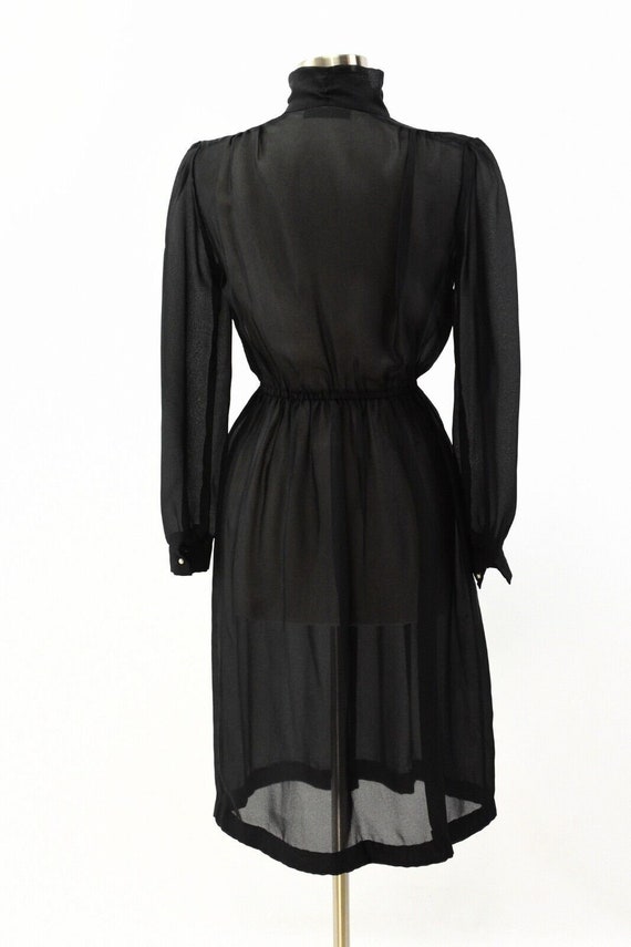 70s Vintage Womens Sheer Black Shirt Dress Mock N… - image 5