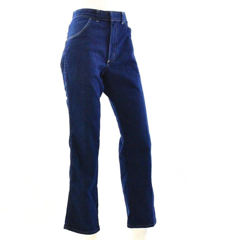 70s Vintage Flare Leg Wrangler Denim Jeans Womens 14 High Waist Rodeo Western image 4