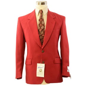 80s Vintage Haband Red Sport Jacket Men’s Blazer Golf Party Casual 38R Or S Gold
