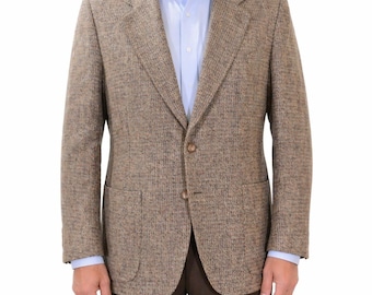 70s Vintage Tweed Sport Coat Mens 42R Grey Tan Beige 2 Button New Wool Blazer
