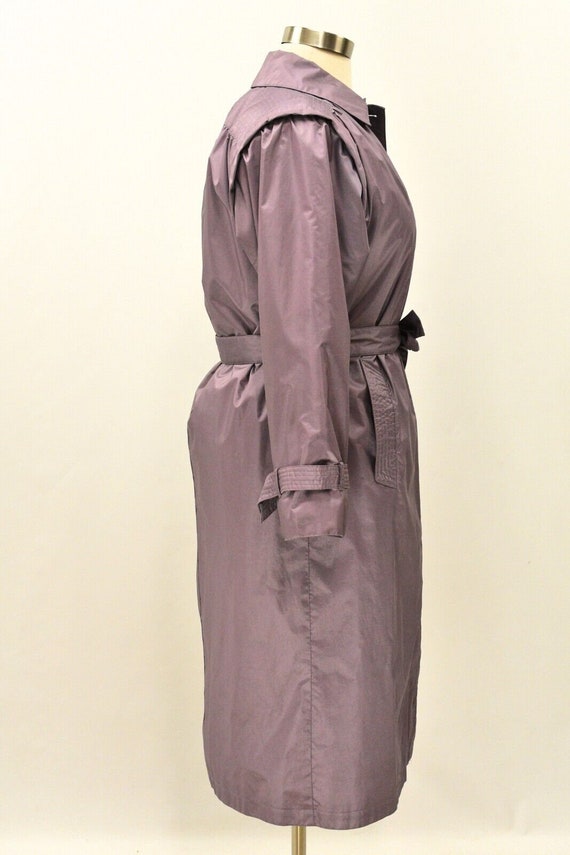 90s Vintage Shiny Rain Coat Dusty Purple Trench C… - image 3