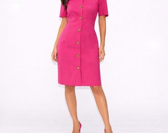 Hot Pink Mini Dress 80s 90s Button up Sheath Dress Belted Fuchsia Short  Sleeve Day Simple Dress Pocket Retro Girly Vintage 1980s 1990s Small - Etsy