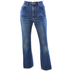80s Vintage Lee Medium Stone Wash High Rise Denim Jeans 37x30 Tapered Fit