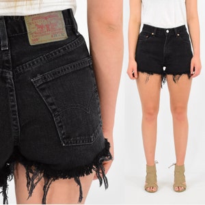 Vintage Womens Levis Black High Waist Shorts 550 517 505