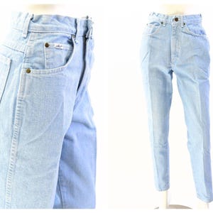 80s Vintage Chic Blue Wash Jeans Womens 4 High Waist Tapered Leg USA