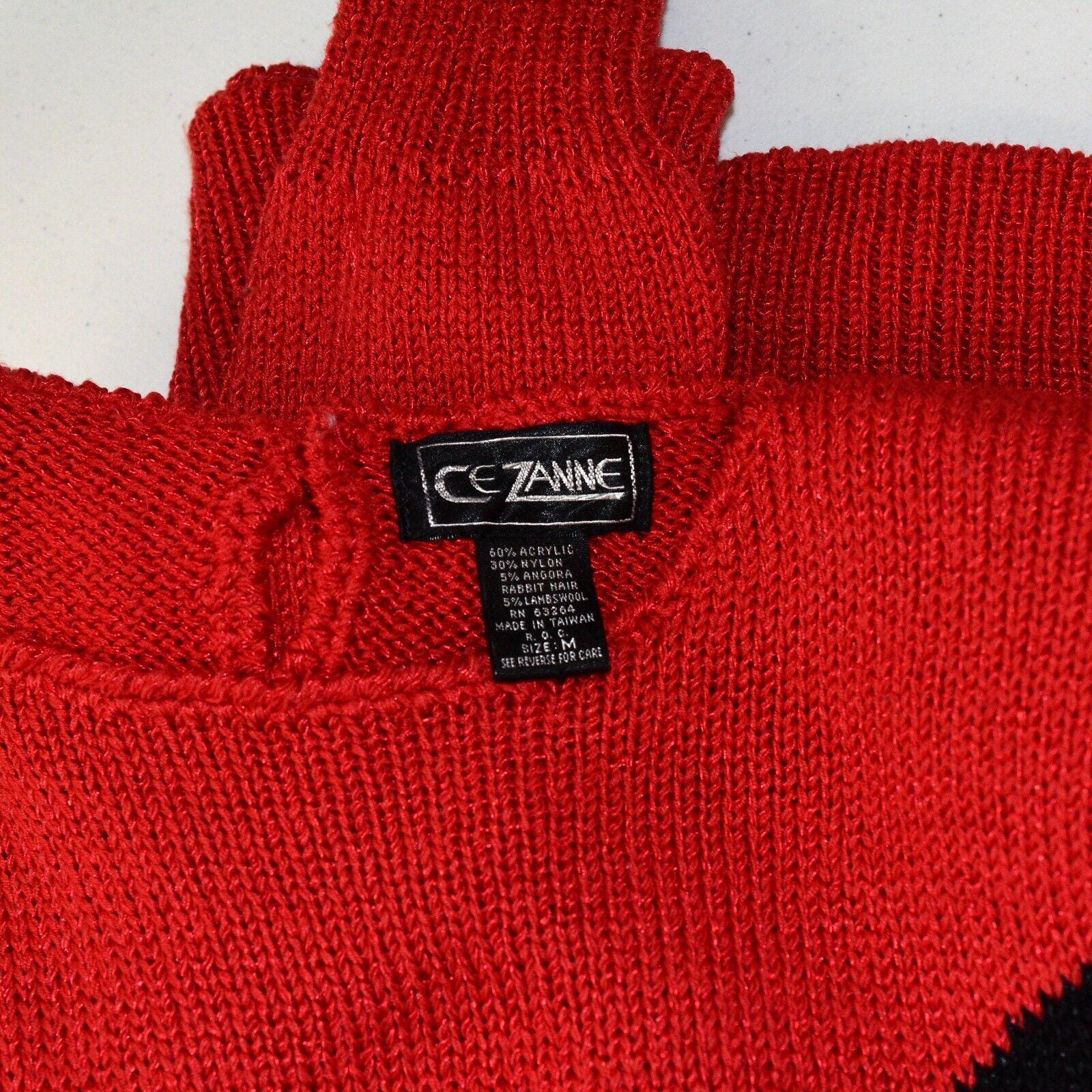 90s Vintage Womens M Red Abstract Print Sweater Ce Zanne 90s Vintage Womens M Red Abstract Print Sweater Ce Zanne