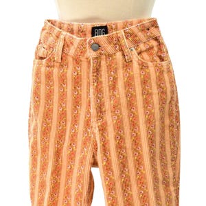 BDG Urban Outfitters Floral Corduroy Mom Jeans Womens 24 Boho Hippie Orange Mod image 2